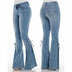 Ladies Flared Jeans with bow - Mid-waisted stretch denim