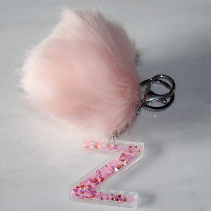 Letter & Fluffy Keychain