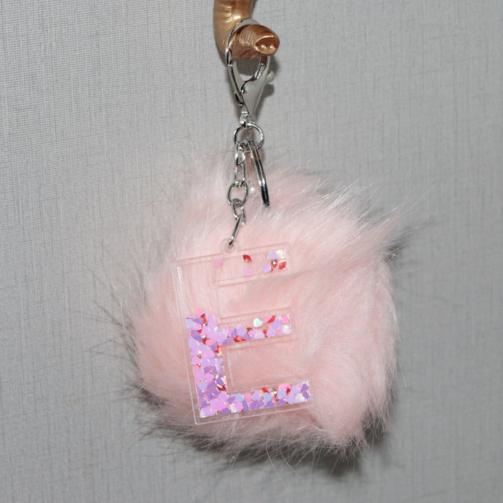 Letter & Fluffy Keychain