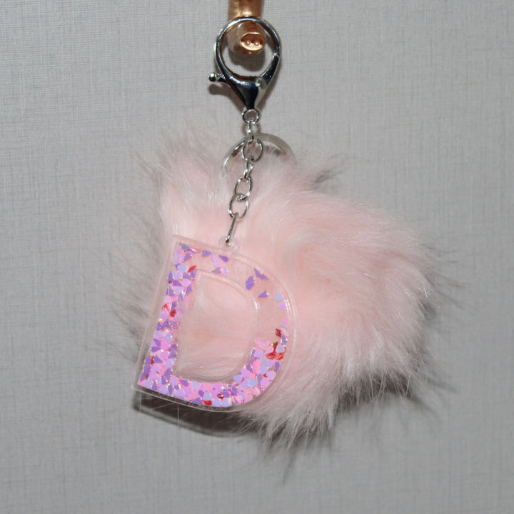 Letter & Fluffy Keychain