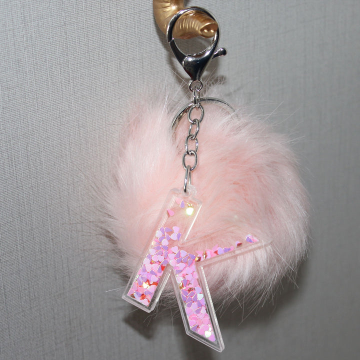 Letter & Fluffy Keychain