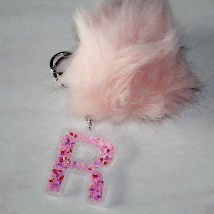 Letter & Fluffy Keychain