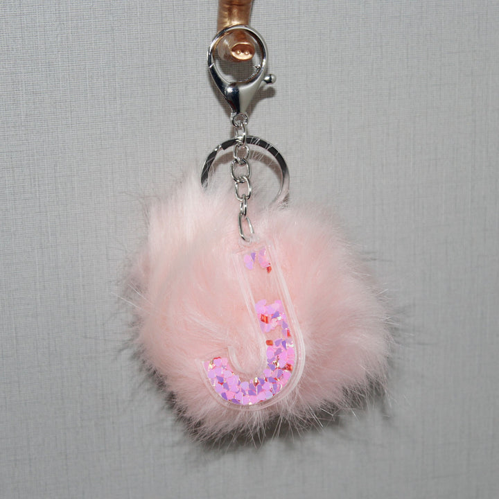 Letter & Fluffy Keychain