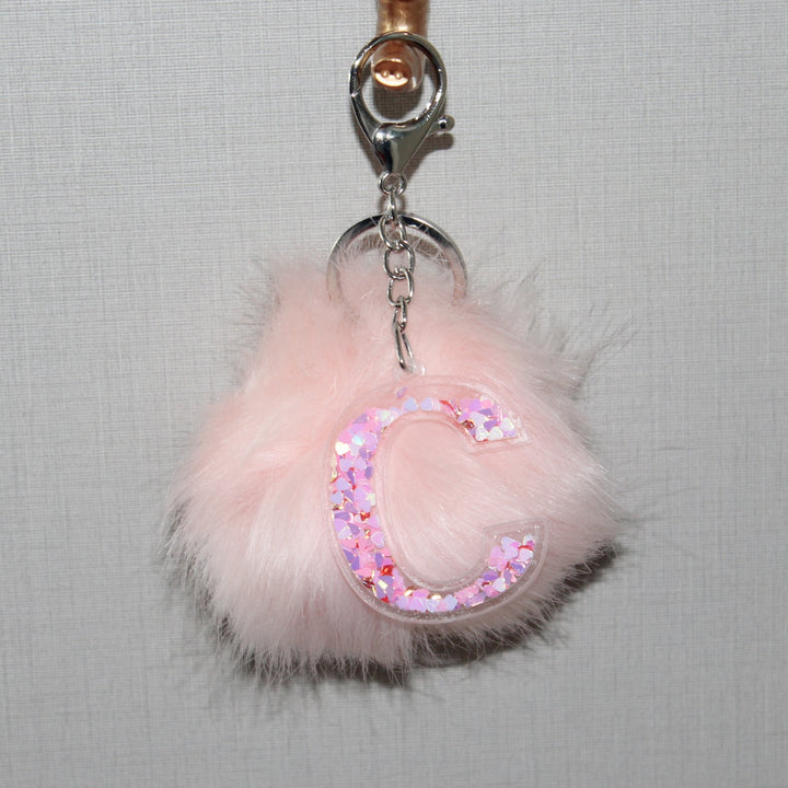 Letter & Fluffy Keychain