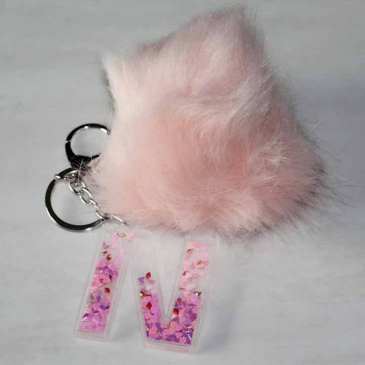 Letter & Fluffy Keychain