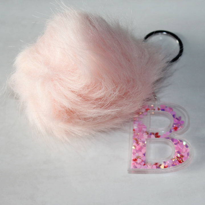 Letter & Fluffy Keychain