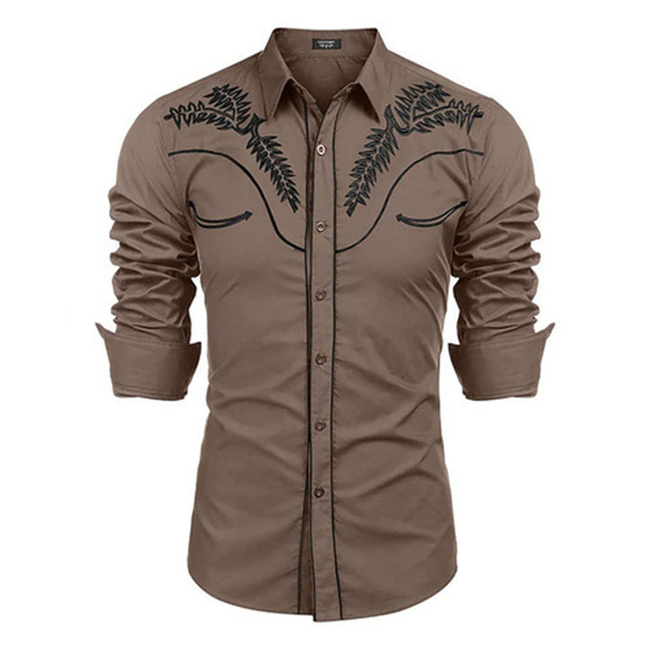 Men's Ranch Style Casual Collar Long Sleeve Button Printed Shirt