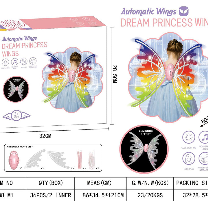 Girls Electrical Butterfly Wings With Lights Glowing Shiny Dress Up Moving Fairy Wings For Birthday Wedding Christmas Halloween