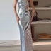 Sequin Sling Square Collar Backless Dress Dress Skirt
