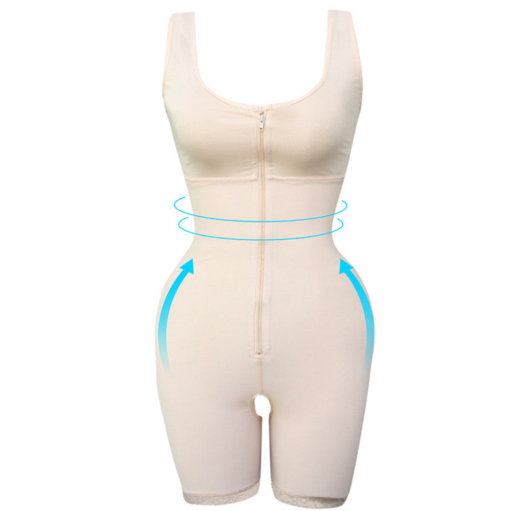 Front zipper tunic bodysuit shaper -