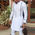 Men's Casual Cotton White Printed X-tra Long Shirt