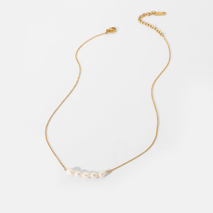 18K Gold-plated Necklace Natural Freshwater Pearl Necklace Ornament