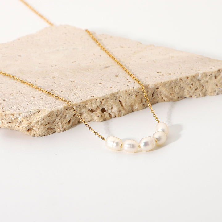18K Gold-plated Necklace Natural Freshwater Pearl Necklace Ornament