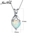 New Romantic White Fire Opal Heart Pendants & Necklaces For Women 925 Sterling Silver Filled Best Bridal Wedding Jewelry